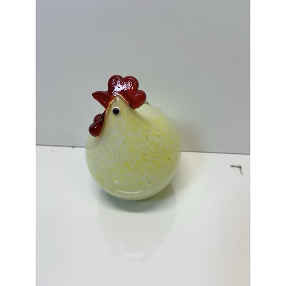 Murano Glass Yellow Speckled Rooster Chicken Figurine Hand Blown - Picture 3 of 6